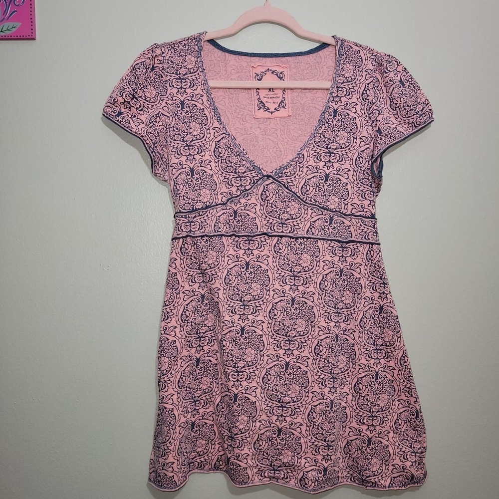 ☀️ Pink and Blue Patterned Dress